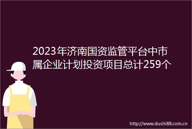 2023年济南国资监管平台中市属企业计划投资项目总计259个其中省级重点项目16个