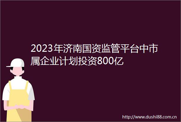 2023年济南国资监管平台中市属企业计划投资800亿