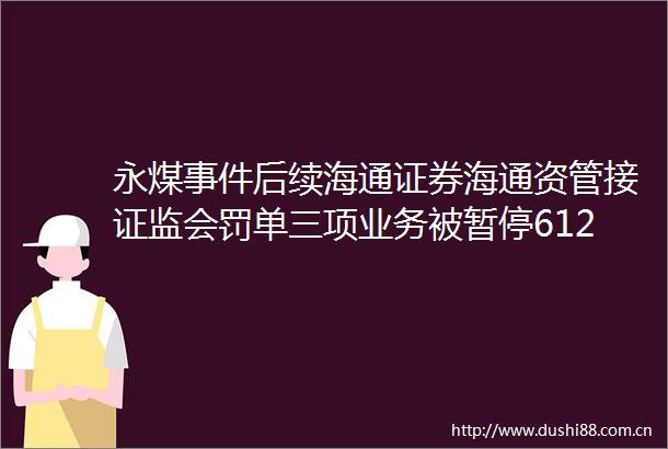 永煤后续海通证券海通资管接证监会罚单三项业务被暂停612个月多名责任人被