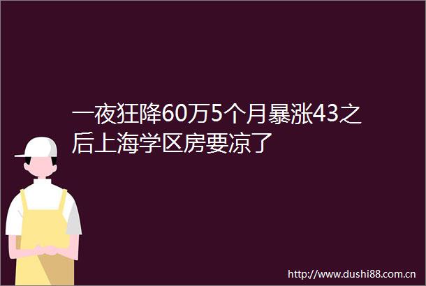 一夜狂降60万5个月暴涨43之后上海学区房要凉了