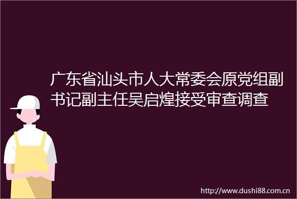 广东省汕头市人大常委会原党组副书记副主任吴启煌接受审查调查