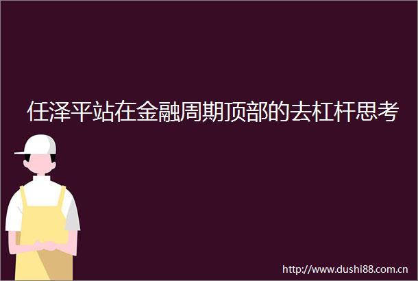 任泽平站在金融周期顶部的去杠杆思考