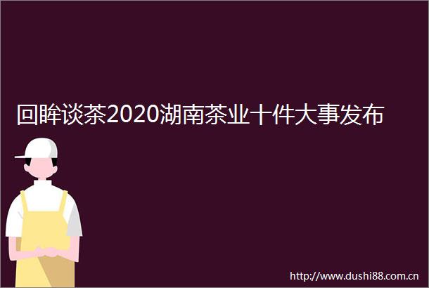 回眸谈茶2020湖南茶业十件大事发布