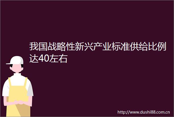 我国战略性新兴产业标准供给比例达40左右