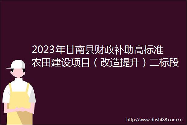 2023年甘南县财政补助高标准农田建设项目（改造提升）二标段