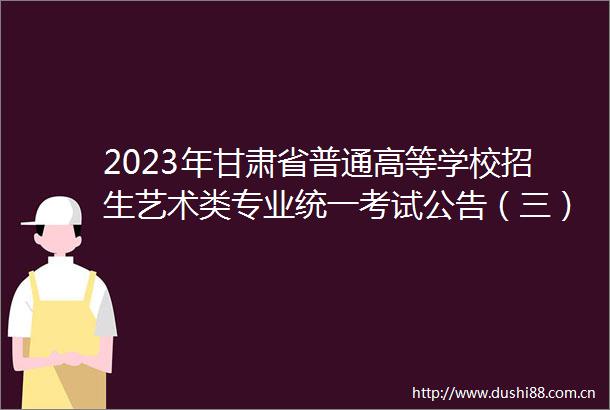 2023年甘肃省普通高等学校招生艺术类专业统一考试公告（三）