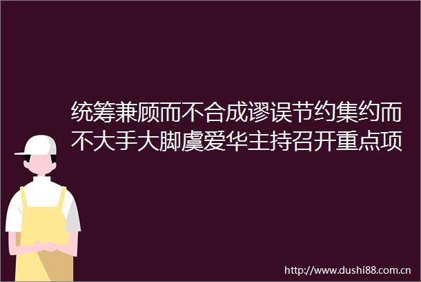 统筹兼顾而不合成谬误节约集约而不大手大脚虞爱华主持召开重点项目要素保障会