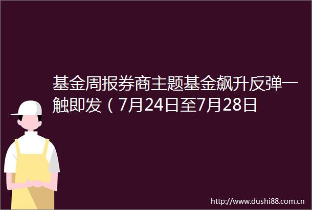 基金周报券商主题基金飙升反弹一触即发（7月24日至7月28日）