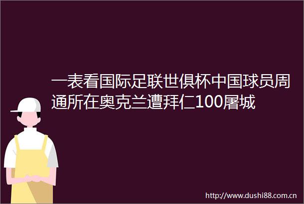 一表看国际足联世俱杯球员周通所在奥克兰遭拜仁100屠城