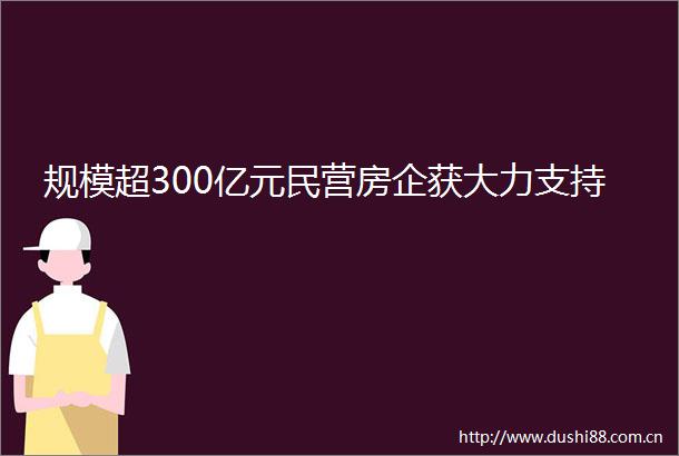 规模超300亿元民营房企获大力支持
