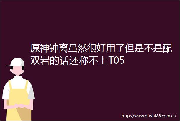 原神钟离虽然很好用了但是不是配双岩的话还称不上T05