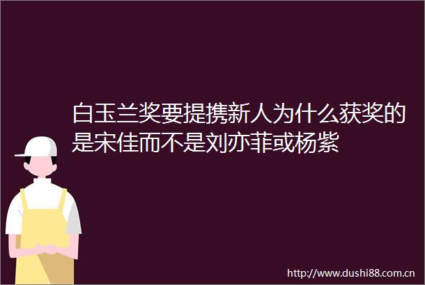 白玉兰奖要提携新人为什么获奖的是宋佳而不是刘亦菲或杨紫