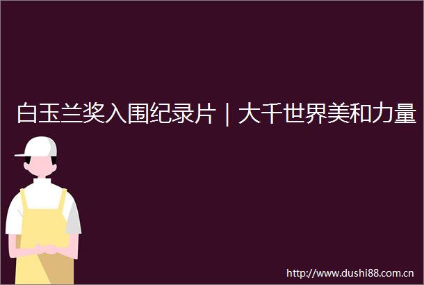 白玉兰奖入围纪录片｜大千世界美和力量