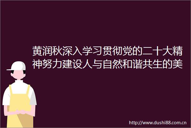 黄润秋深入学习贯彻党的二十大精神努力建设人与自然和谐共生的美丽