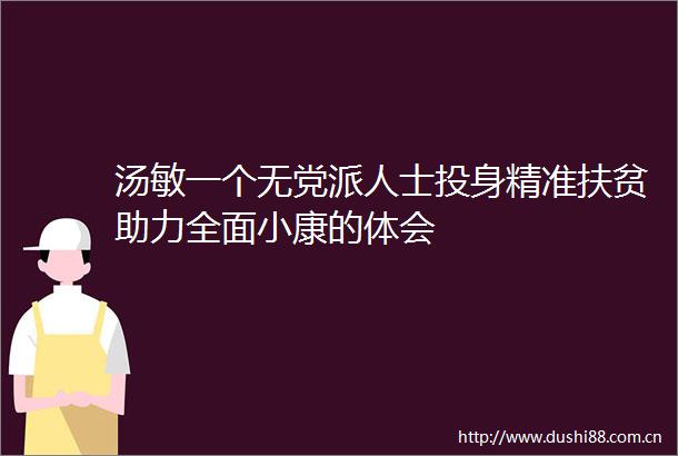 汤敏一个无党派人士投身精准扶贫助力全面小康的体会