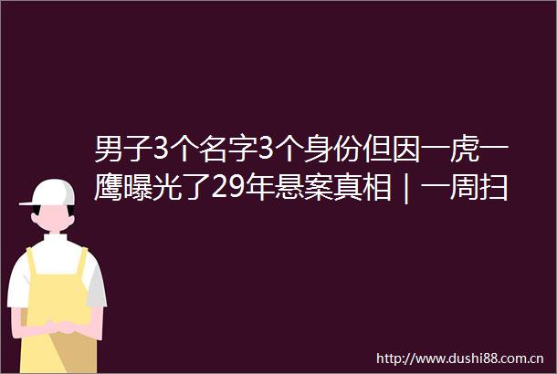 男子3个名字3个身份但因一虎一鹰了29年悬案真相｜一周扫案