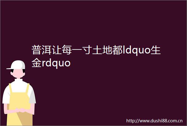 普洱让每一寸土地都ldquo生金rdquo