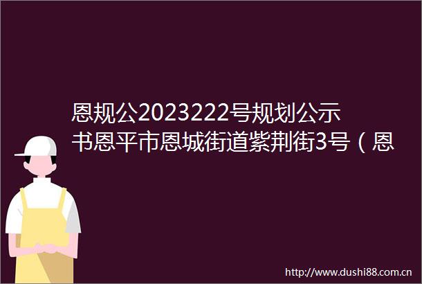 恩规公2023222号规划公示书恩平市恩城街道紫荆街3号（恩平市恩城碧桂园北边地块四）敏捷翡翠华府幼儿园33幼儿园单体调整方案