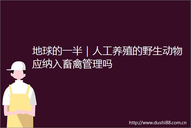 地球的一半｜人工养殖的野生动物应纳入畜禽管理吗