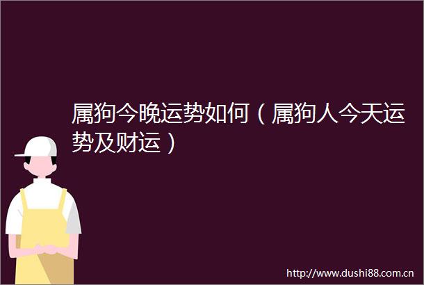 属狗今晚运势如何（属狗人今天运势及财运）