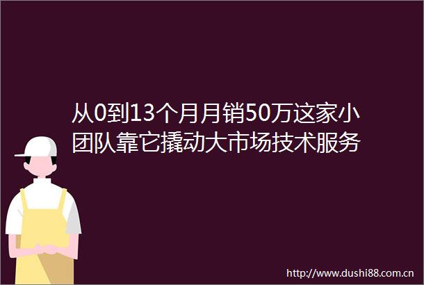 从0到13个月月销50万这家小团队靠它撬动大市场技术服务