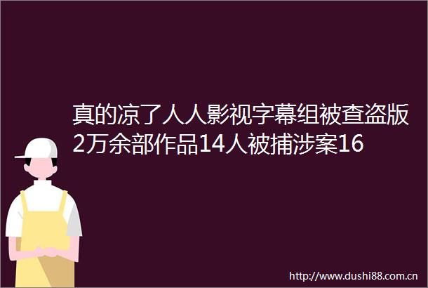真的凉了人人影视字幕组被查盗版2万余部作品14人被捕涉案1600多万元
