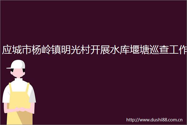 应城市杨岭镇明光村开展水库堰塘巡查工作