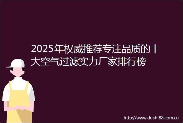 2025年权威推荐专注品质的十大空气过滤实力厂家排行榜