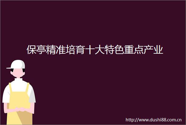 保亭精准培育十大特色重点产业