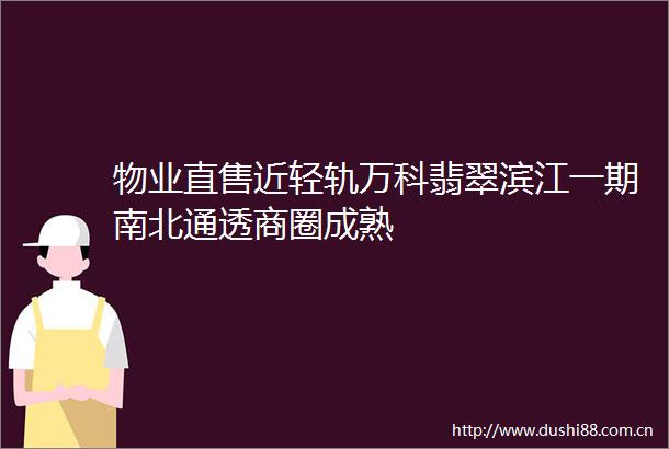 物业直售近轻轨万科翡翠滨江一期南北通透商圈成熟