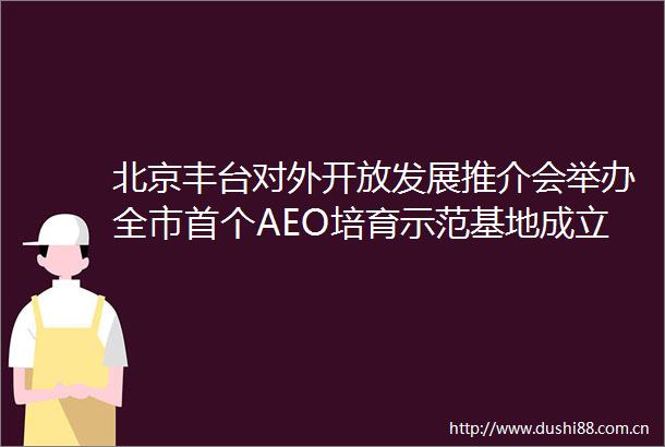 北京丰台对外开放发展推介会举办全市首个AEO培育示范基地成立