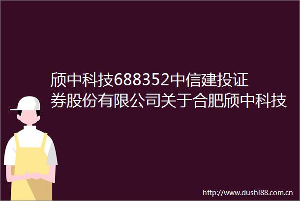 颀中科技688352中信建投证券股份有限公司关于合肥颀中科技股份有限公司以集中竞价交易方式回购股份的核查意见