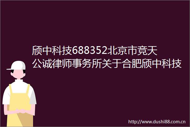 颀中科技688352北京市竞天公诚律师事务所关于合肥颀中科技股份有限公司向不特定对象发行可转换公司债券的意见书