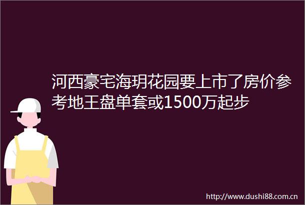 河西豪宅海玥花园要上市了房价参考地王盘单套或1500万起步