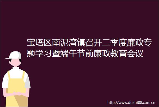 宝塔区南泥湾镇召开二季度廉政专题学习暨端午节前廉政教育会议
