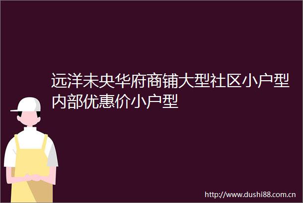 远洋未央华府商铺大型社区小户型内部优惠价小户型