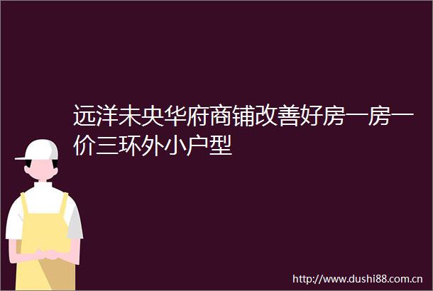 远洋未央华府商铺改善好房一房一价三环外小户型
