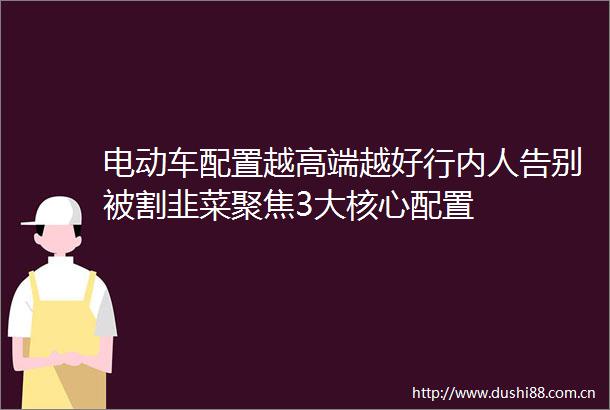 电动车配置越高端越好行内人告别被割韭菜聚焦3大核心配置