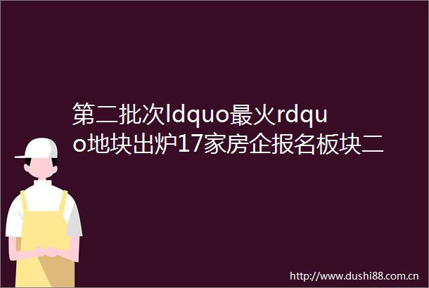 第二批次ldquo最火rdquo地块出炉17家房企报名板块二手房已破7万㎡