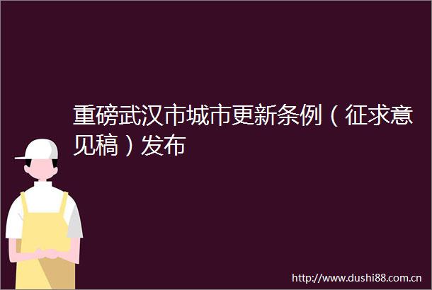 重磅武汉市城市更新条例（征求意见稿）发布