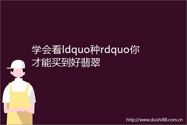 学会看ldquo种rdquo你才能买到好翡翠