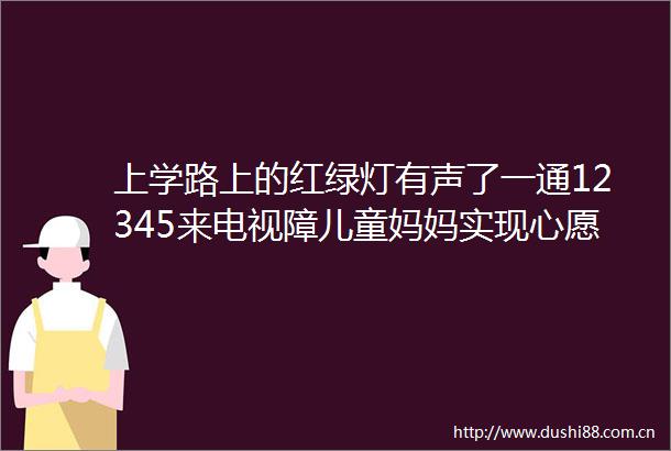 上学路上的红绿灯有声了一通12345来电视障儿童妈妈实现心愿