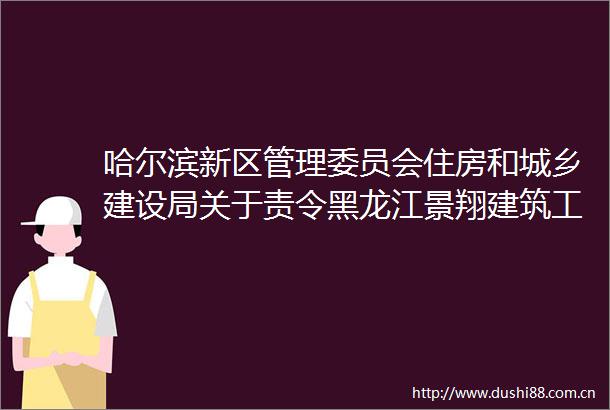 哈尔滨新区管理委员会住房和城乡建设局关于责令黑龙江景翔建筑工程有限公司等98家企业限期整改的通知
