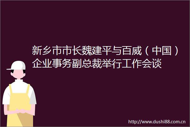 新乡市市长魏建平与百威（）企业事务副总裁举行工作会谈