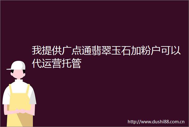 我提供广点通翡翠玉石加粉户可以代运营托管