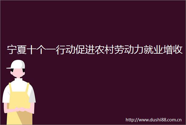 宁夏十个一行动促进农村劳动力就业增收