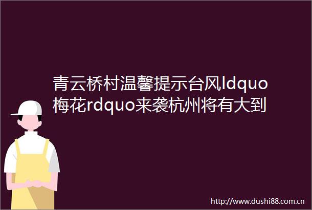 青云桥村温馨提示台风ldquo梅花rdquo来袭杭州将有大到暴雨局部大暴雨注意防范