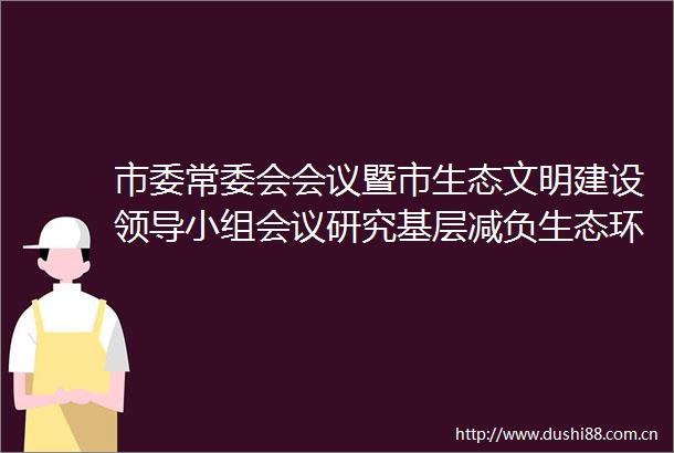 市委常委会会议暨市生态文明建设小组会议研究基层减负生态环保等事项