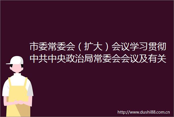 市委常委会（扩大）会议学习贯彻中央局常委会会议及有关会议精神
