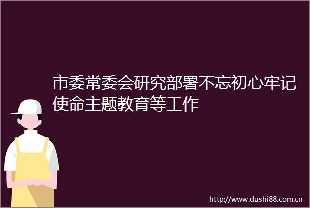 市委常委会研究部署不忘初心牢记使命主题教育等工作